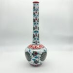 Handmade Ceramic Long Neck Vase (25cm) - Grey Lotus & Red Shoulder - Elegant Bottle Form - Image 6
