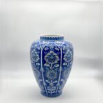 Handmade Ceramic Lidded Jar (30cm) The Shah Vase Cobalt Blue Ground and White Floral Panels - Image 6