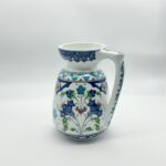 Handmade Ceramic Pitcher (20cm) - Blue Arches & Colorful Spring Florals - Wide Mouth Jug - Image 7