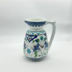 Handmade Ceramic Pitcher (20cm) - Blue Arches & Colorful Spring Florals - Wide Mouth Jug - Image 6