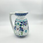 Handmade Ceramic Pitcher (20cm) - Blue Arches & Colorful Spring Florals - Wide Mouth Jug - Image 9