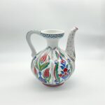 Handmade Ceramic Ewer (20cm) - Red Tulips & Floral Panels - Traditional Ibrik Form - Image 9