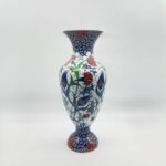 Handmade Ceramic Palace Vase (50cm) Red Carnations and Geometric Mosaic Neck Pedestal Urn - Image 6