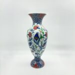 Handmade Ceramic Palace Vase (50cm) Red Carnations and Geometric Mosaic Neck Pedestal Urn - Image 7