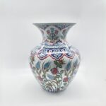 Handmade Ceramic Grand Vase (50cm) Ottoman Garden Red Roses and Scalloped Border Floor Vase - Image 6