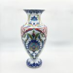 Handmade Ceramic Palace Vase (60cm) Classic Ottoman Saz Style Green Leaves and Red Florals Floor Vase - Image 5