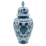 Handmade Ceramic Shah Jar (30cm) Classic Blue and Turquoise Hatayi Lotus Pattern Vase