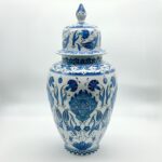 Handmade Ceramic Shah Jar (30cm) Classic Blue and Turquoise Hatayi Lotus Pattern Vase - Image 6