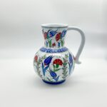 Handmade Ceramic Pitcher Vase (20cm) Classic Red Carnation and Blue Tulip - Image 9