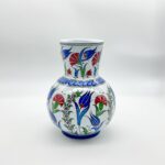 Handmade Ceramic Pitcher Vase (20cm) Classic Red Carnation and Blue Tulip - Image 8