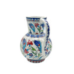 Handmade Ceramic Pitcher Vase (20cm) Classic Red Carnation and Blue Tulip Pattern - Image 7