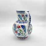 Handmade Ceramic Pitcher Vase (20cm) Classic Red Carnation and Blue Tulip Pattern - Image 8