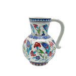 Handmade Ceramic Pitcher Vase (20cm) Classic Red Carnation and Blue Tulip Pattern - Image 6