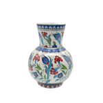 Handmade Ceramic Pitcher Vase (20cm) Classic Red Carnation and Blue Tulip Pattern - Image 5