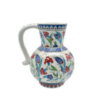 Handmade Ceramic Pitcher Vase (20cm) Classic Red Carnation and Blue Tulip Pattern