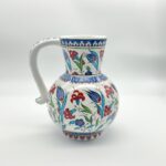 Handmade Ceramic Pitcher Vase (20cm) Classic Red Carnation and Blue Tulip Pattern - Image 10