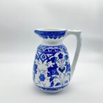Handmade Ceramic Pitcher Vase (20cm) Royal Cobalt Blue and White Palace Garden - Image 7