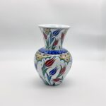 Handmade Ceramic Floral Vase (20cm) Red Tulip and Golden Garden Pattern - Image 6