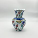 Handmade Ceramic Floral Vase (20cm) Red Tulip and Golden Garden Pattern - Image 7