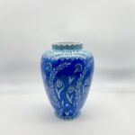 Handmade Ceramic Shah Vase with Lid (30cm) Deep Blue Saz Style Floral Lidded Jar - Image 8