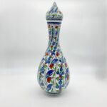 Handmade Ceramic Fluted Nightingale Vase with Lid (30cm) Polychrome Floral Pattern - Image 5