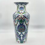 Handmade Ceramic Imperial Palace Vase (60cm) Classic White Symmetrical Saz-Hatai Pattern - Image 10