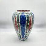 Handmade Ceramic Grand Shah Vase with Lid (60cm) Blue Scale and Imperial Tulip - Image 6