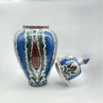Handmade Ceramic Grand Shah Vase with Lid (60cm) Blue Scale and Imperial Tulip - Image 5