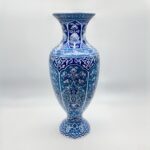 Handmade Ceramic Palace Vase (50cm) Imperial Blue Rumi Panel Pattern - Image 5