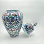 Handmade Ceramic Grand Shah Vase with Lid (60cm) Imperial Floral Lattice Pattern - Image 7