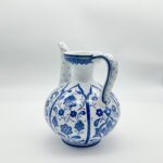 Handmade Ceramic Ewer Pitcher (20cm) Blue and White Rumi Segment Pattern - Image 10