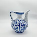 Handmade Ceramic Ewer Pitcher (20cm) Blue and White Rumi Segment Pattern - Image 7