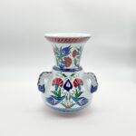 Handmade Ceramic Kandil Vase (20cm) Classic White Floral Triple Handled Form - Image 8