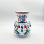 Handmade Ceramic Kandil Vase (20cm) Classic White Floral Triple Handled Form - Image 7