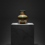 Handmade Ceramic Ata Vase (30cm) Anatolian Golden Fields and Turquoise Rim