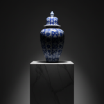 Handmade Ceramic Grand Shah Jar (60cm) Baba Nakkas Style Rumi & Hatayi Blue White Floor Vase
