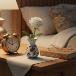 Handmade Ceramic Petite "Kandil" Vase (15cm) - Red Spring Blossoms - Traditional Iznik Decor - Image 4