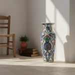 Handmade Ceramic Imperial Palace Vase (60cm) Classic White Symmetrical Saz-Hatai Pattern - Image 3