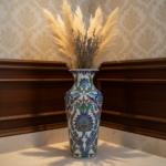 Handmade Ceramic Imperial Palace Vase (60cm) Classic White Symmetrical Saz-Hatai Pattern - Image 7