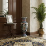 Handmade Ceramic Grand Palace Vase (50cm) Imperial Rumi Patterns and Mixed Florals Pedestal Urn Form - Image 9