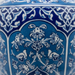 Handmade Ceramic Palace Vase (50cm) Imperial Blue Rumi Panel Pattern - Image 3