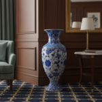 Handmade Ceramic Palace Vase (50cm) Classic Blue and White Rumi Pattern - Image 3