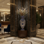 Handmade Ceramic Palace Vase (50cm) Classic Blue and White Rumi Pattern - Image 5