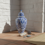 Handmade Ceramic Grand Shah Jar (60cm) Blue and White Imperial Medallion Semse Pattern Floor Vase - Image 5