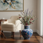 Handmade Monumental Iznik Floor Vase (50cm) - Deep Cobalt Blue & Floating Flora - Ottoman Art Decor - Image 5