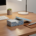 Handmade Ceramic Business Card Box with Lid - Blue "Golden Horn" (Haliç) Pattern - Iznik Desk Organizer - Image 5