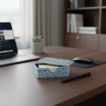 Handmade Ceramic Business Card Box with Lid - Blue "Golden Horn" (Haliç) Pattern - Iznik Desk Organizer - Image 4