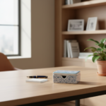 Handmade Ceramic Business Card Box with Lid - Blue "Golden Horn" (Haliç) Pattern - Iznik Desk Organizer - Image 2