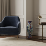 Handmade Ceramic Palace Vase (50cm) Red Carnations and Geometric Mosaic Neck Pedestal Urn - Image 5