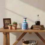 Handmade Ceramic "Bell" Vase (20cm) - Blue & Turquoise Medallion - Coastal Style Vase - Image 4